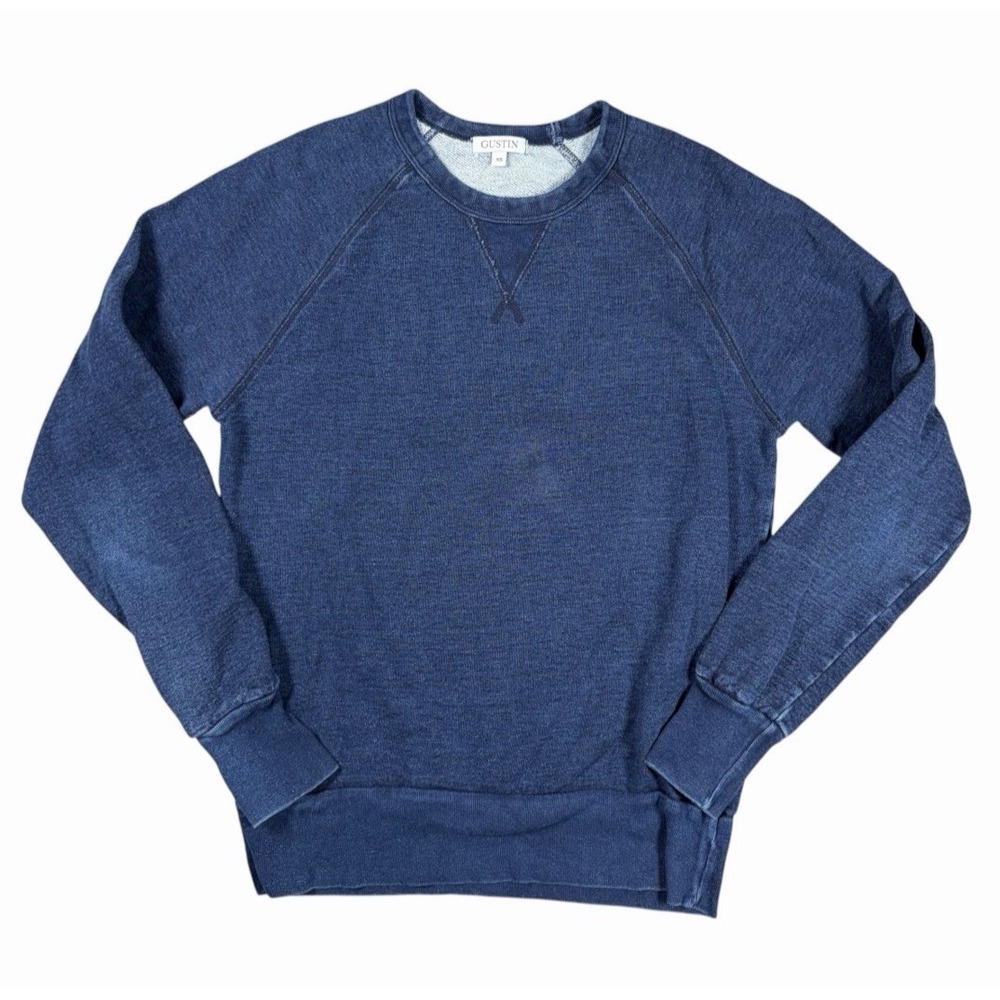 Vintage Gustin Dark Indigo Crewneck Sweatshirt Men's Cotton USA Made Sz XS
